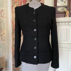 CHANEL 2001 Black and Red Tweed Jacket Blazer